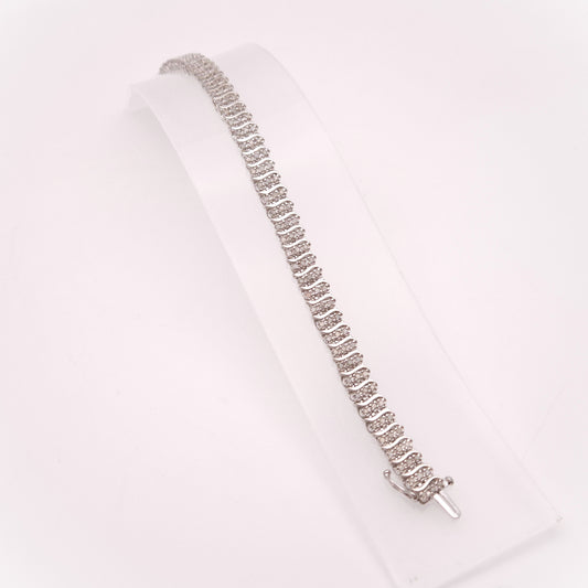 9ct White Gold Substantial 2.0TCW Multi Diamond Tennis Bracelet