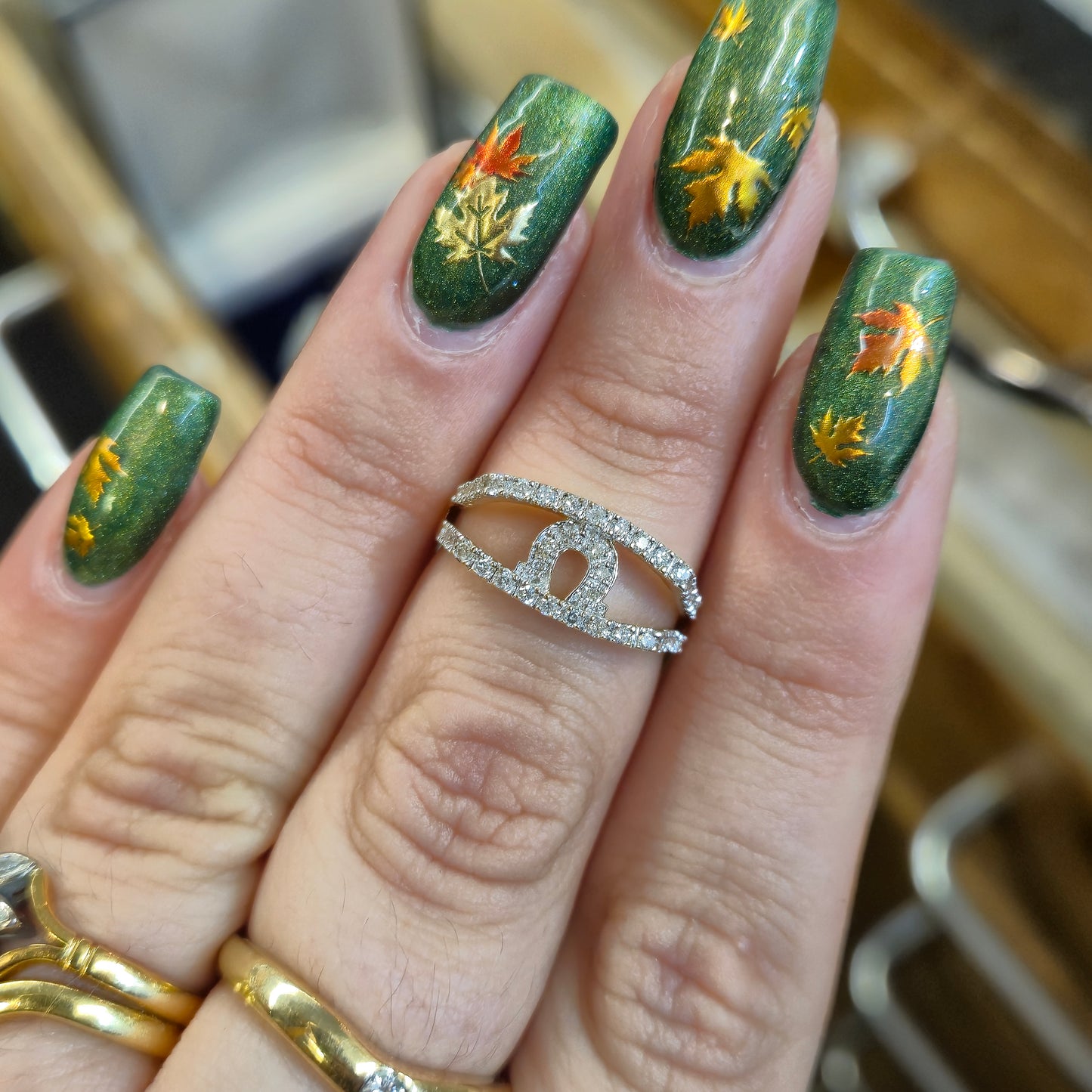 14ct Yellow Gold Diamond Set Openwork Omega / Horseshoe Motif Ring