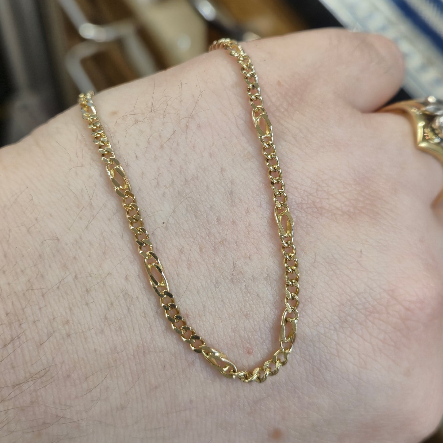 9ct Yellow Gold Fancy Link 62cm / 25 Inch 1 + 5 Figaro Chain Necklace