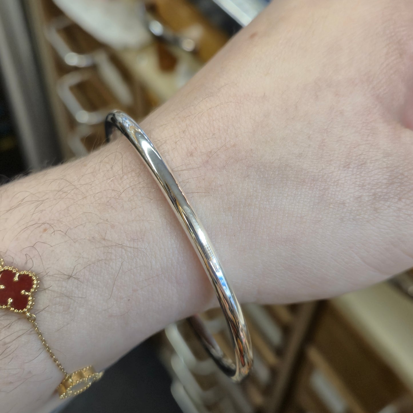 Sterling Silver Narrow Hollow Tube Bangle