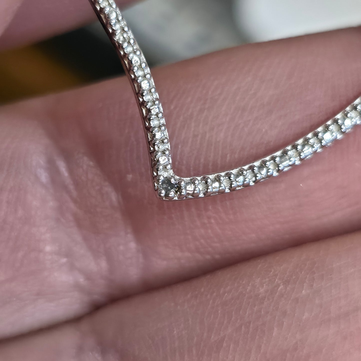 Sterling Silver Single Diamond Set Textured Heart Outline Pendant Piece