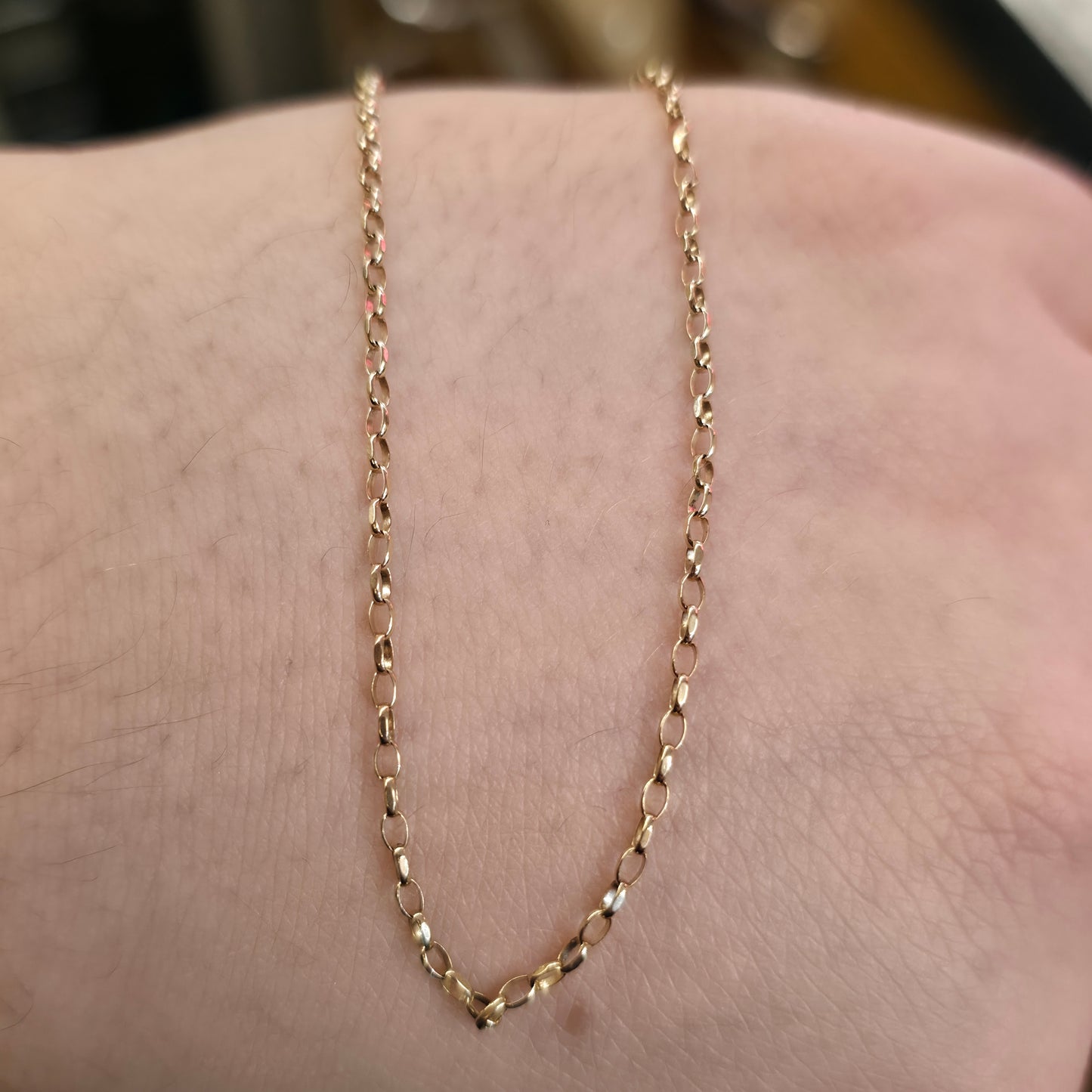 9ct Yellow Gold Oval Link Trace Chain 17 Inches