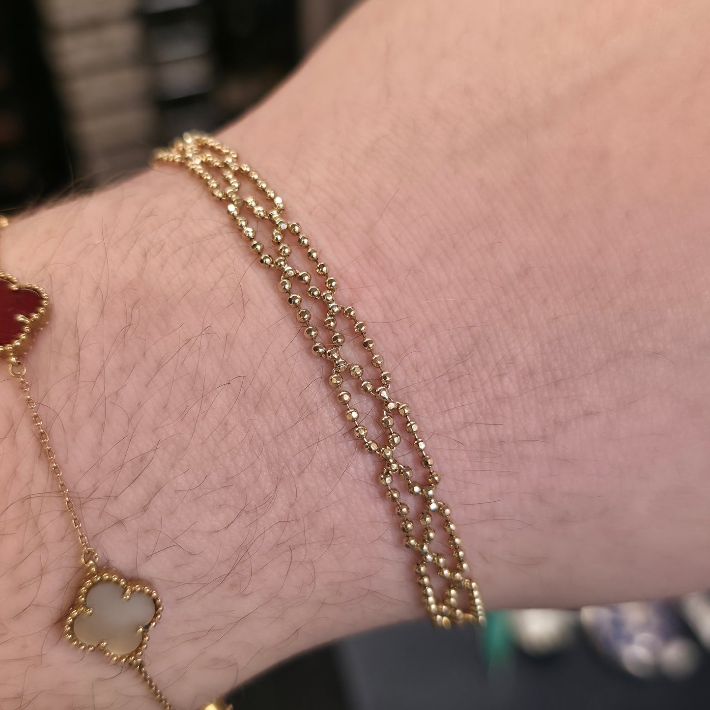 9ct Yellow Gold Lightweight Vintage Beaded Openwork Fancy Bracelet