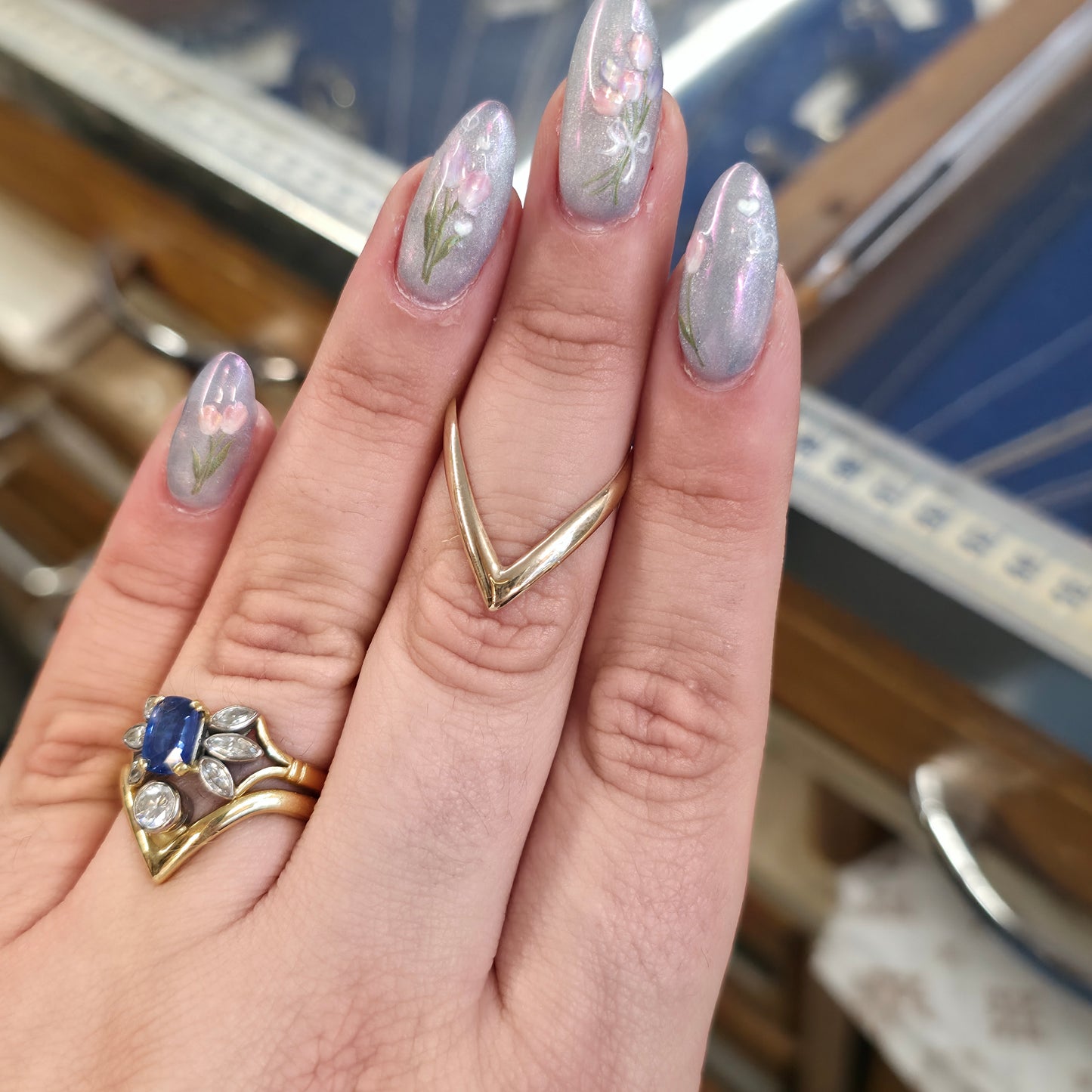 9ct Yellow Gold Vintage Polished Full Wishbone Band Ring