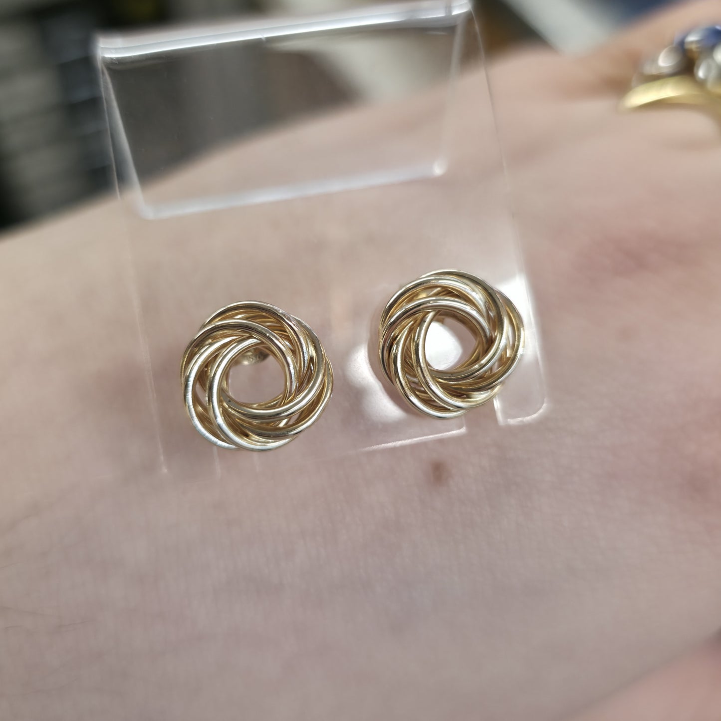 9ct Yellow Gold Multi Strand Circular Knot Wreath Stud Earrings