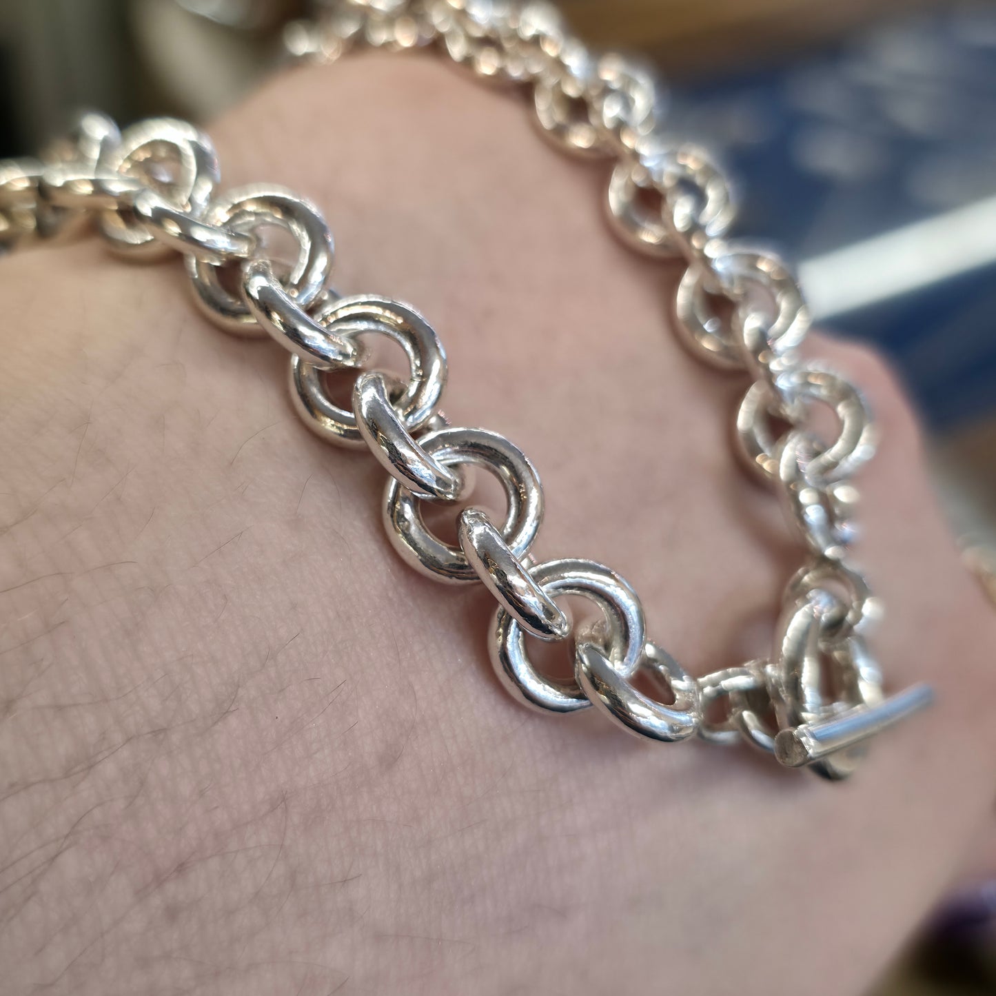 Sterling Silver Chunky Heavyweight Belcher Chain With T-Bar Closure 48CM