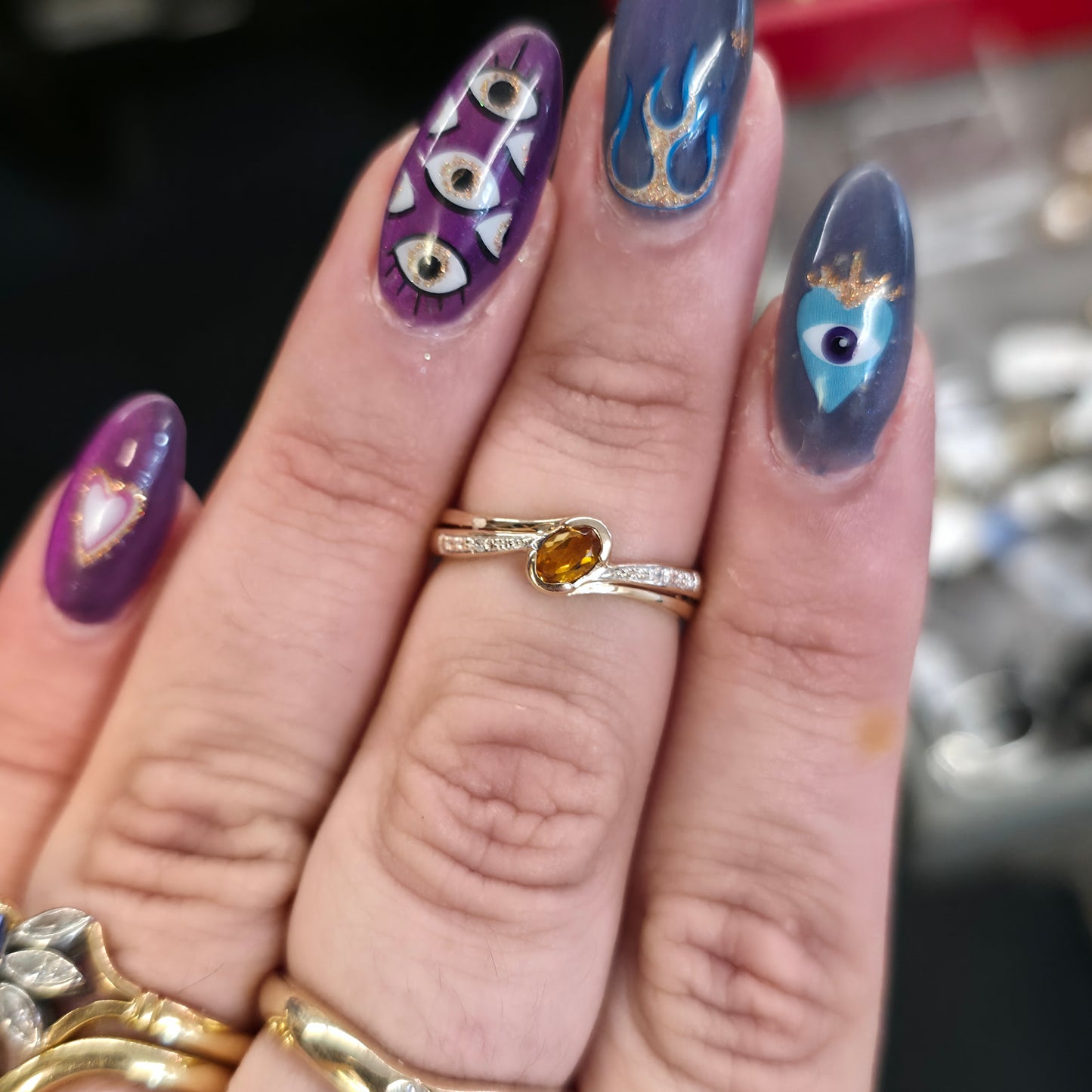 9ct Yellow Gold Vintage Oval Cut Citrine And Diamond Ring
