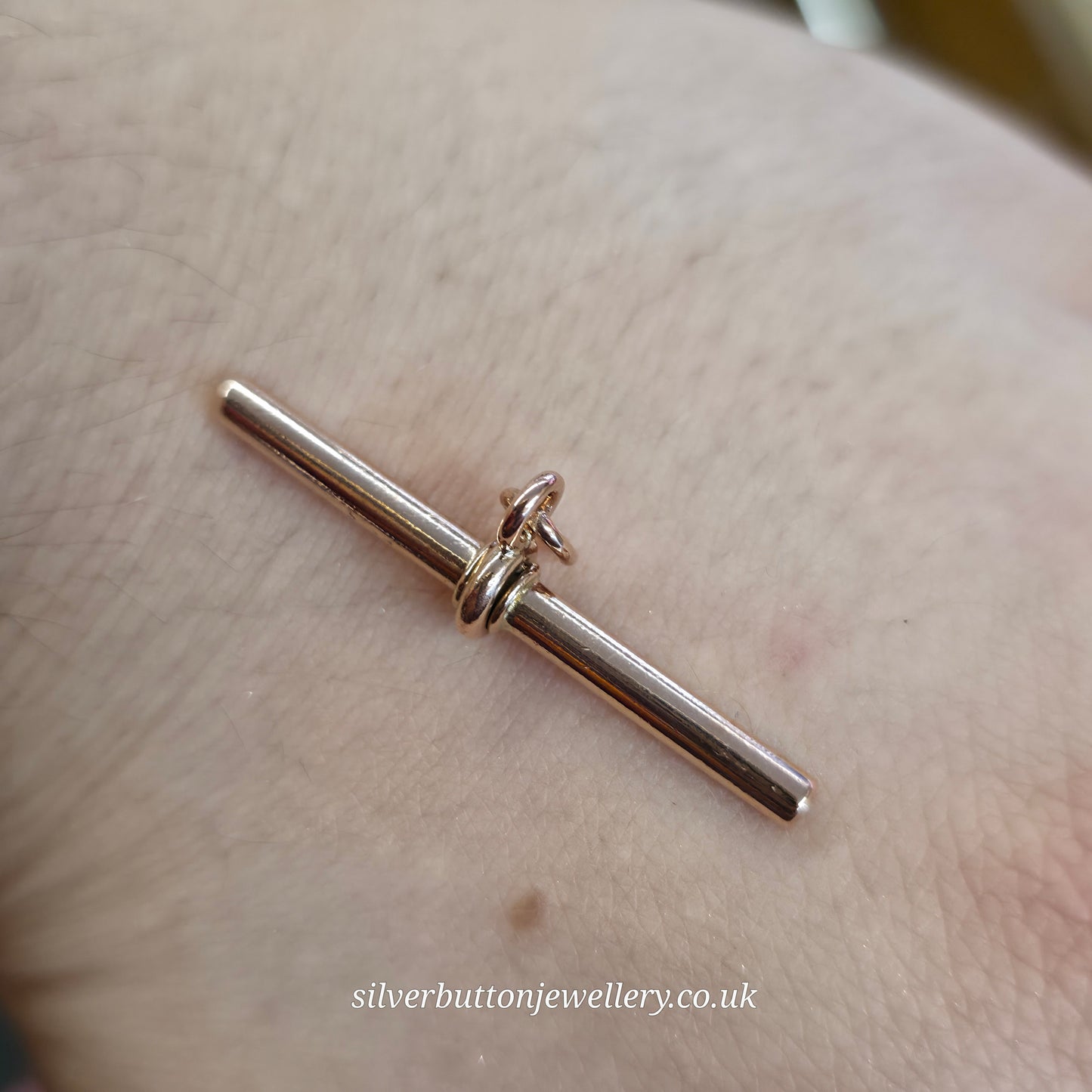 9ct Rose Gold Antique Traditional T-Bar Pendant / Charm
