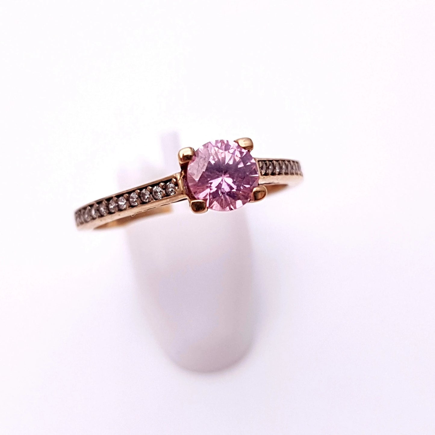 9ct Yellow Gold Pink and White CZ Cubic Zirconia Ring