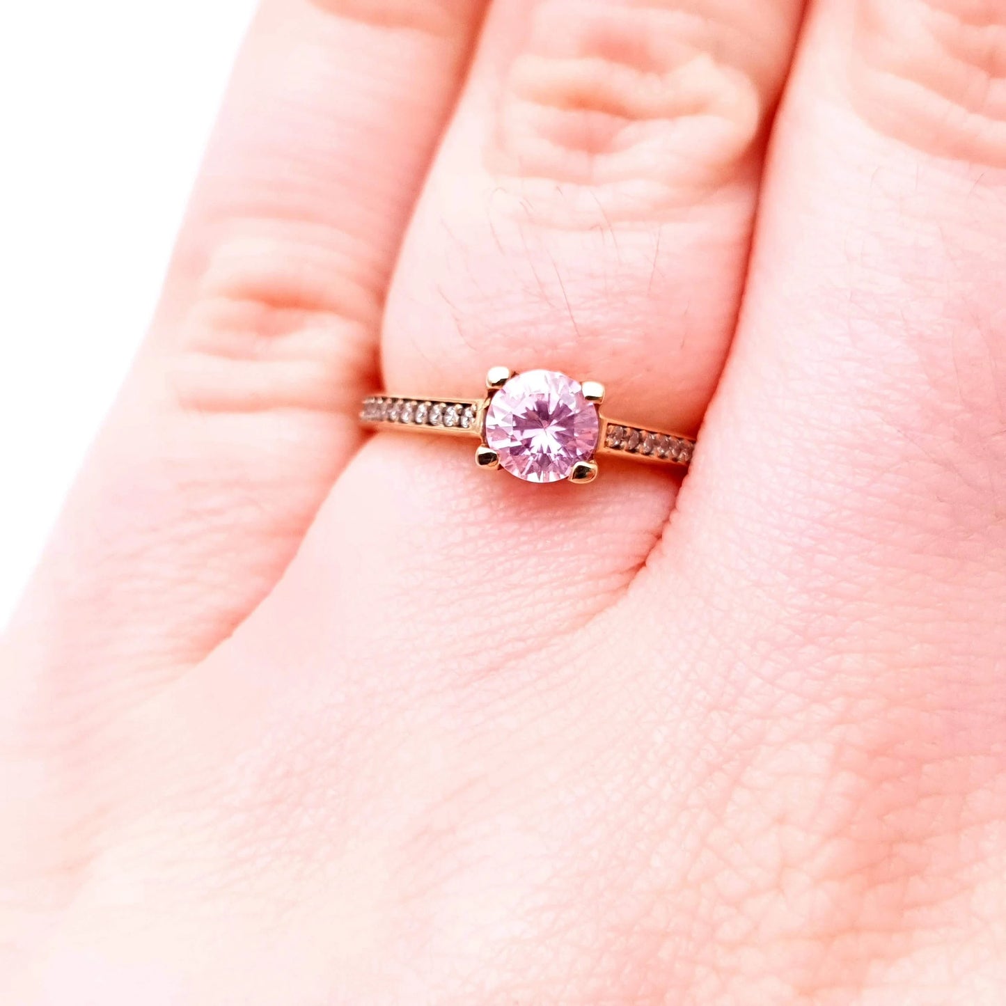 9ct Yellow Gold Pink and White CZ Cubic Zirconia Ring