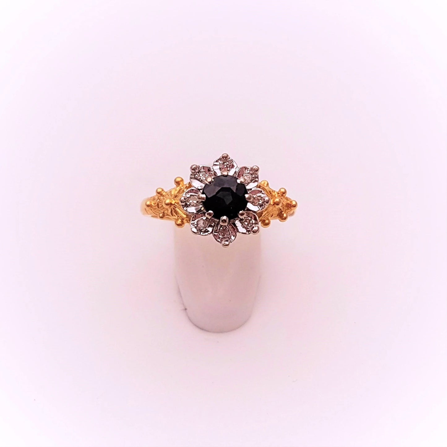 18ct yellow gold Sapphire and Diamond Flower Cluster Ring
