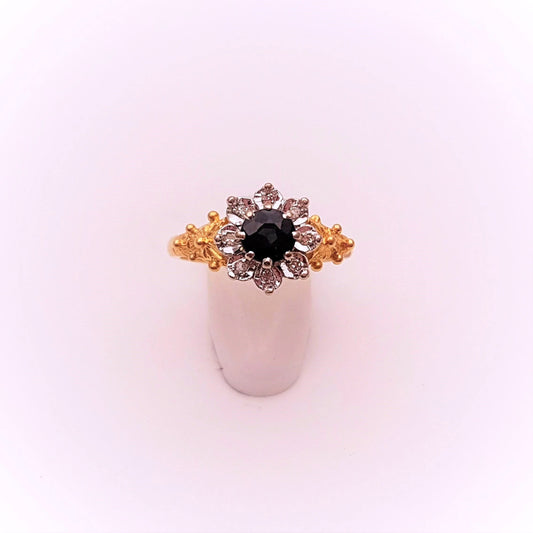 18ct yellow gold Sapphire and Diamond Flower Cluster Ring