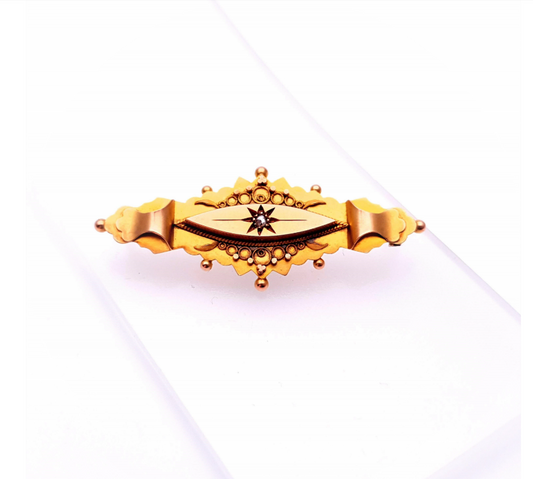 9ct Yellow gold Traditional diamond Mourning style Brooch ( Chester 1912)