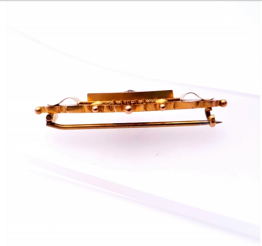 9ct Yellow gold Traditional diamond Mourning style Brooch ( Chester 1912)