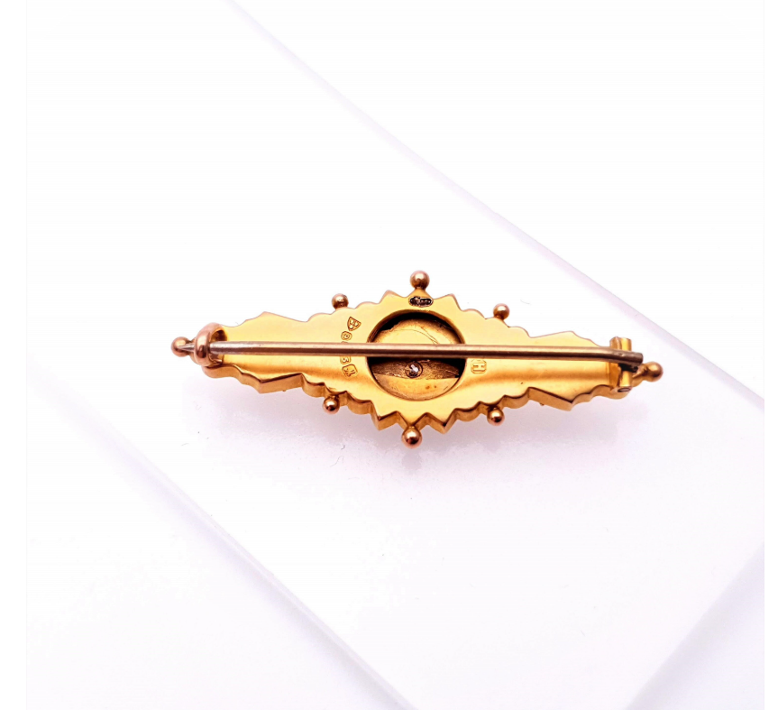 9ct Yellow gold Traditional diamond Mourning style Brooch ( Chester 1912)