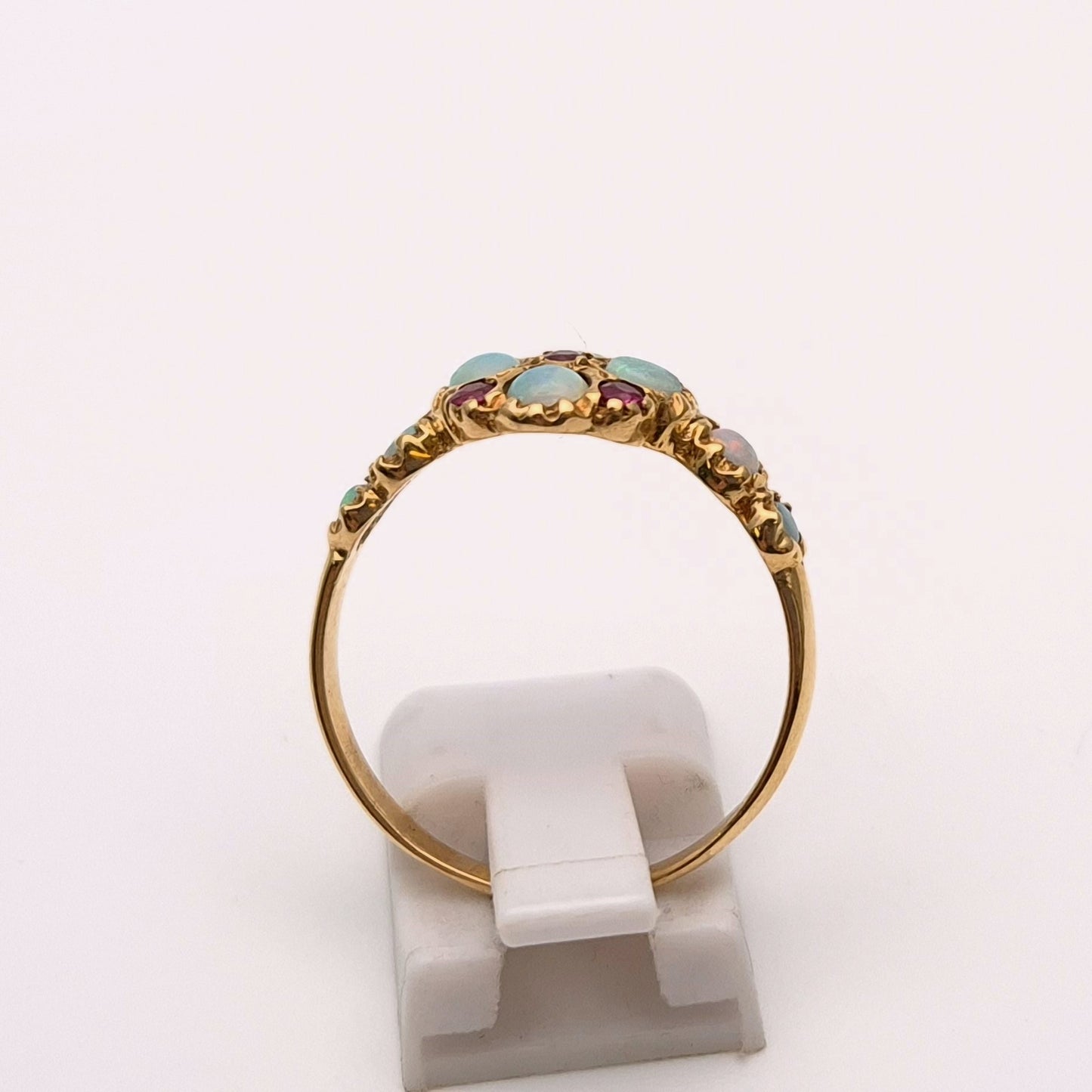9ct Yellow Gold Ruby and Opal Repro Cluster Ring