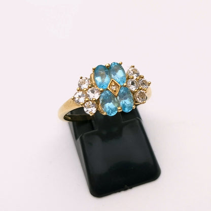 9ct Yellow Gold Apatite and white stone cluster ring