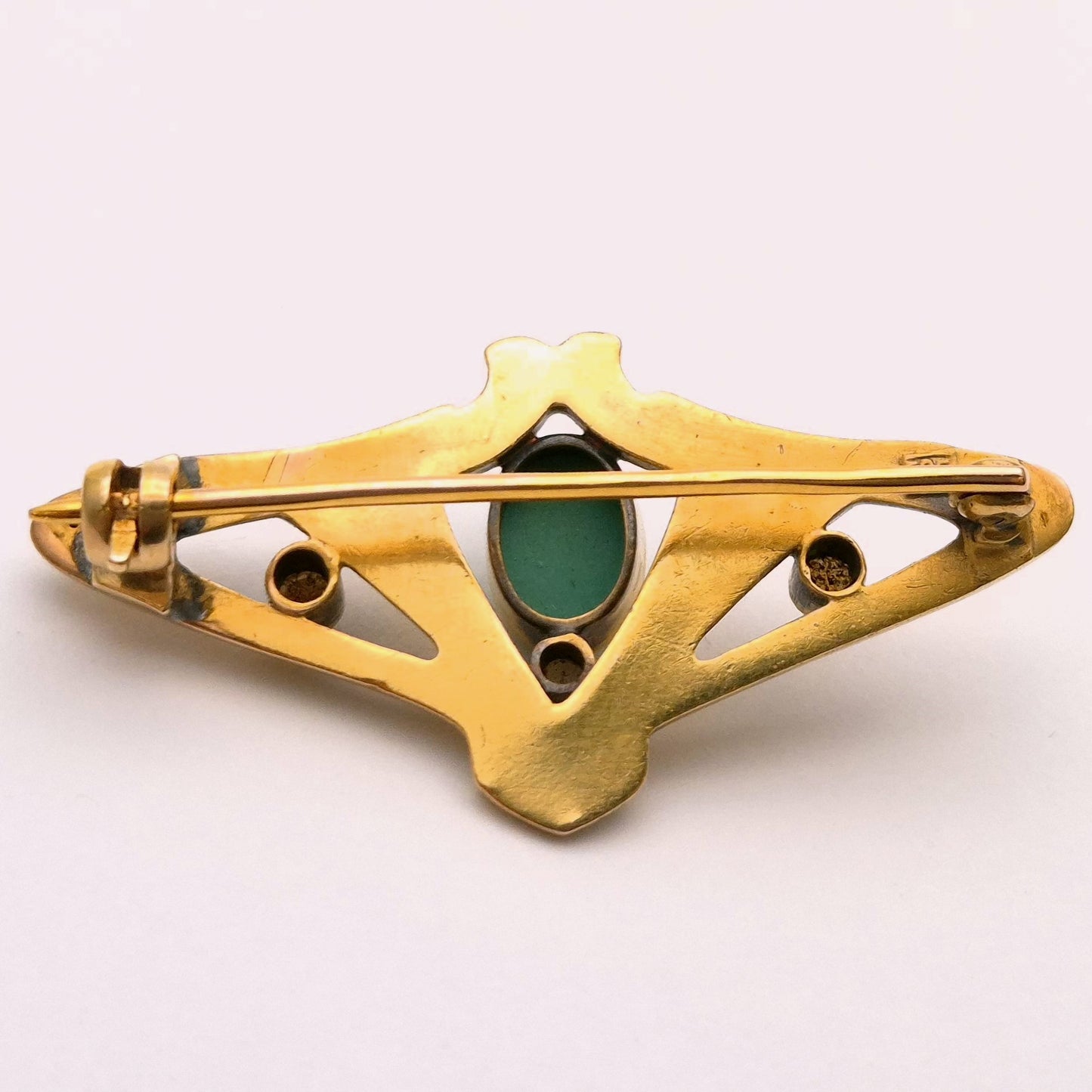 14ct Yellow gold Turquoise and Pearl Art Nouveau Brooch