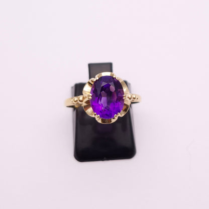 9ct Yellow Gold Amethyst set 'Gypsy' Style ring