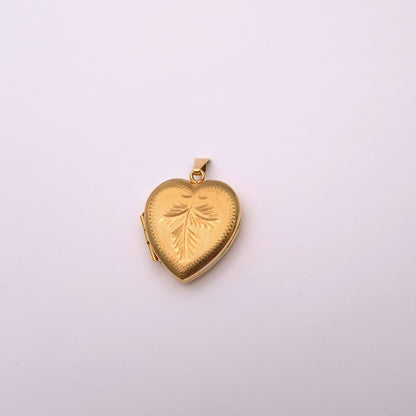 9ct yellow gold brushed effect heart shaped locket