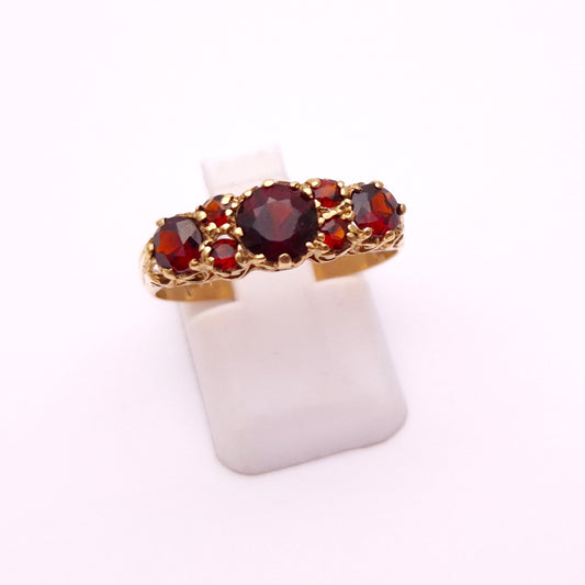 9ct Yellow Gold Multistone Garnet Band Ring