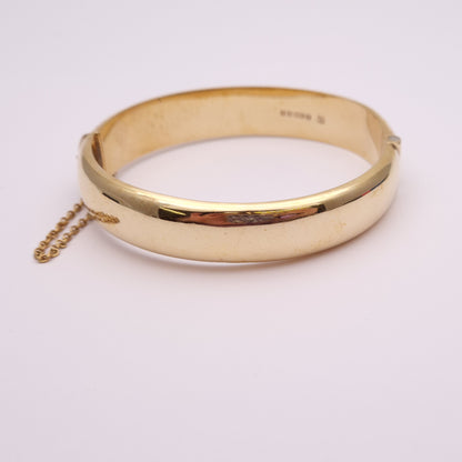 9ct yellow gold half hoop floral patterned large bangle