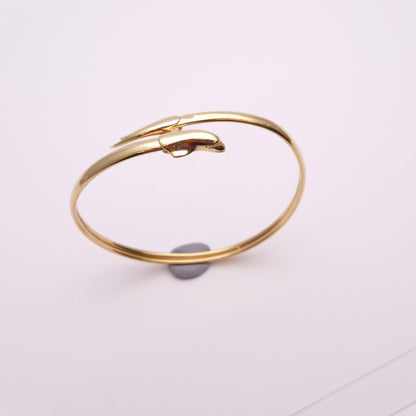 9ct Yellow Gold Dolphin Open Crossover Bangle