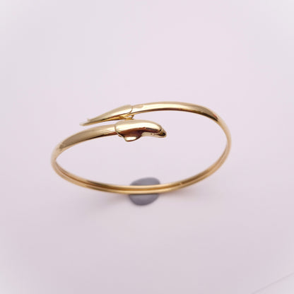 9ct Yellow Gold Dolphin Open Crossover Bangle