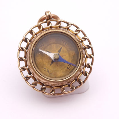 Antique 9ct yellow gold compass and bloodstone charm / pendant