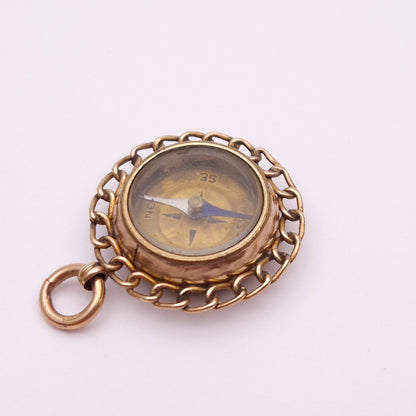 Antique 9ct yellow gold compass and bloodstone charm / pendant