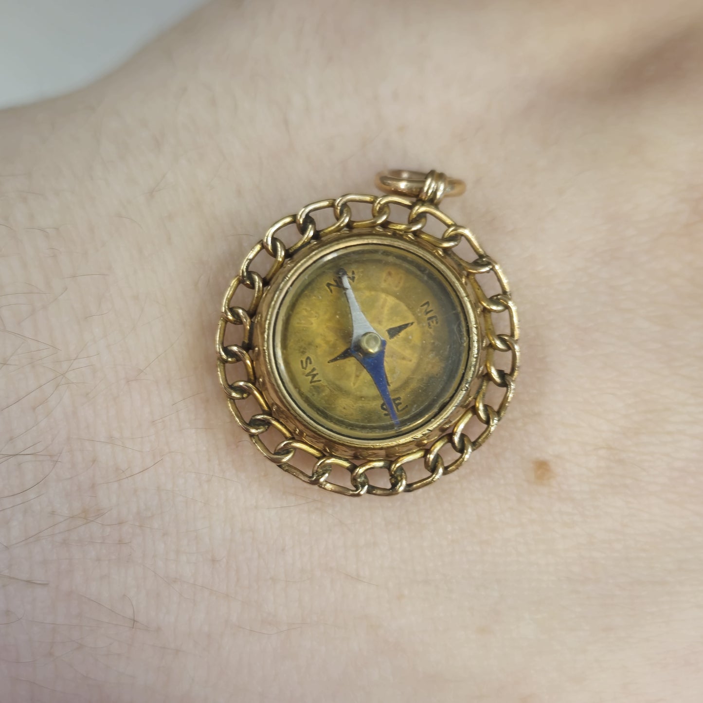 Antique 9ct yellow gold compass and bloodstone charm / pendant