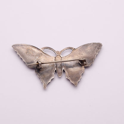 Sterling silver Vintage Enamel Butterfly Brooch