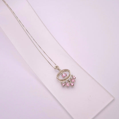 9ct White Gold pink Sapphire and Diamond Chandelier Pendant necklace