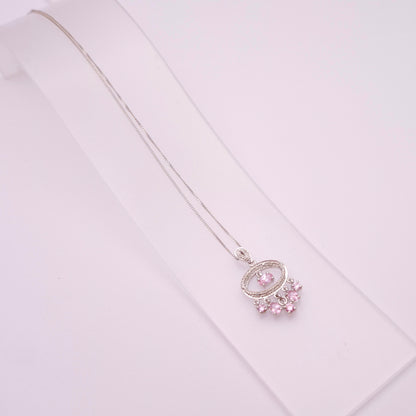 9ct White Gold pink Sapphire and Diamond Chandelier Pendant necklace