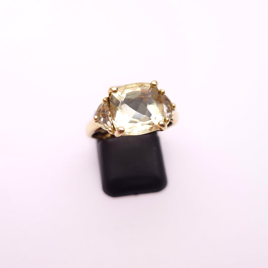 9ct Yellow Gold Pale Yellow Topaz Trilogy Ring