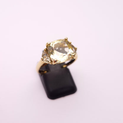 9ct Yellow Gold Pale Yellow Topaz Trilogy Ring