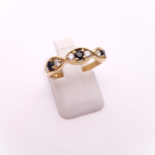 9ct yellow Gold Sapphire and Cubic Zirconia Band Ring