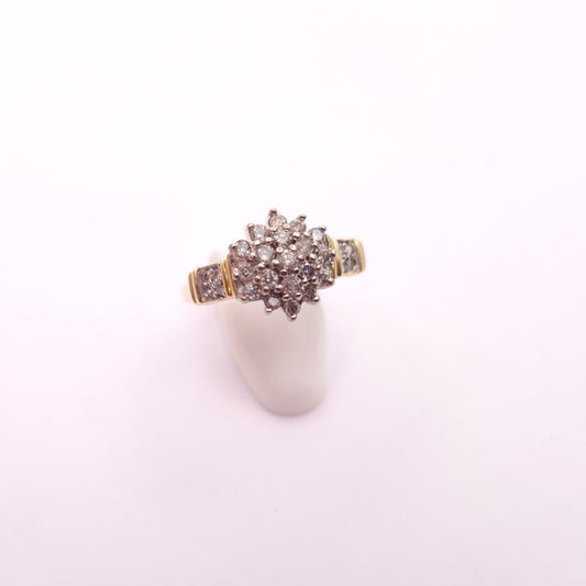 9ct Yellow Gold Diamond Cluster Multi-stone Ring