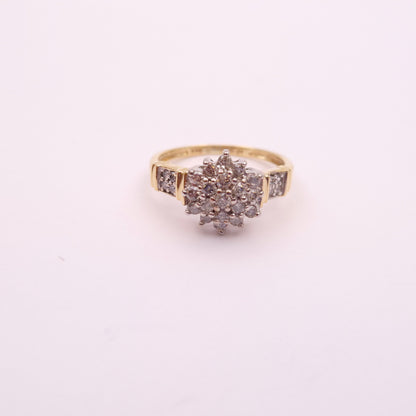 9ct Yellow Gold Diamond Cluster Multi-stone Ring