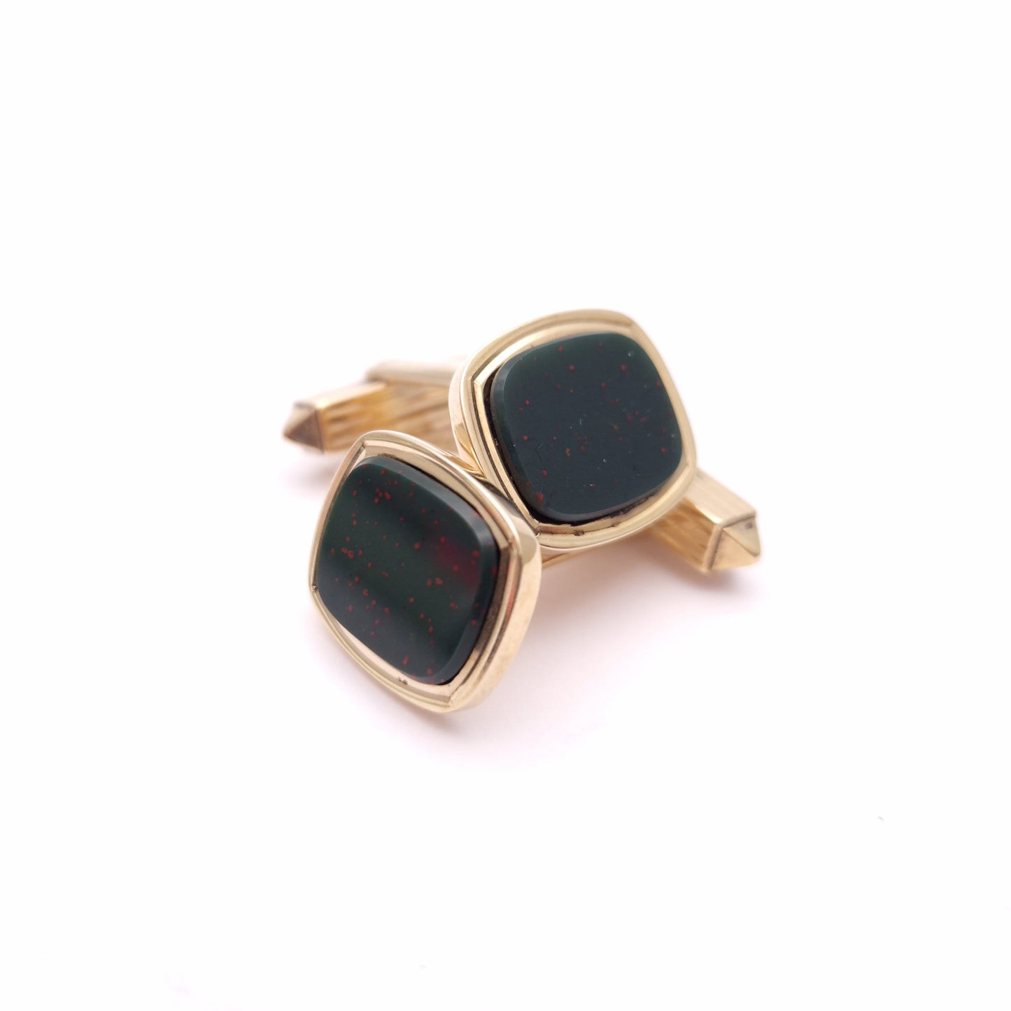 9ct Yellow Gold Bloodstone Set Cufflinks