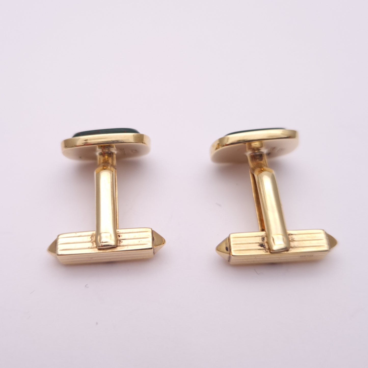 9ct Yellow Gold Bloodstone Set Cufflinks