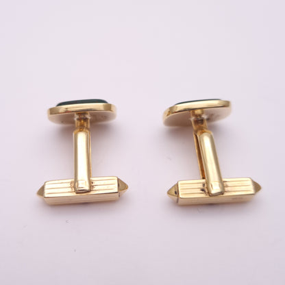 9ct Yellow Gold Bloodstone Set Cufflinks