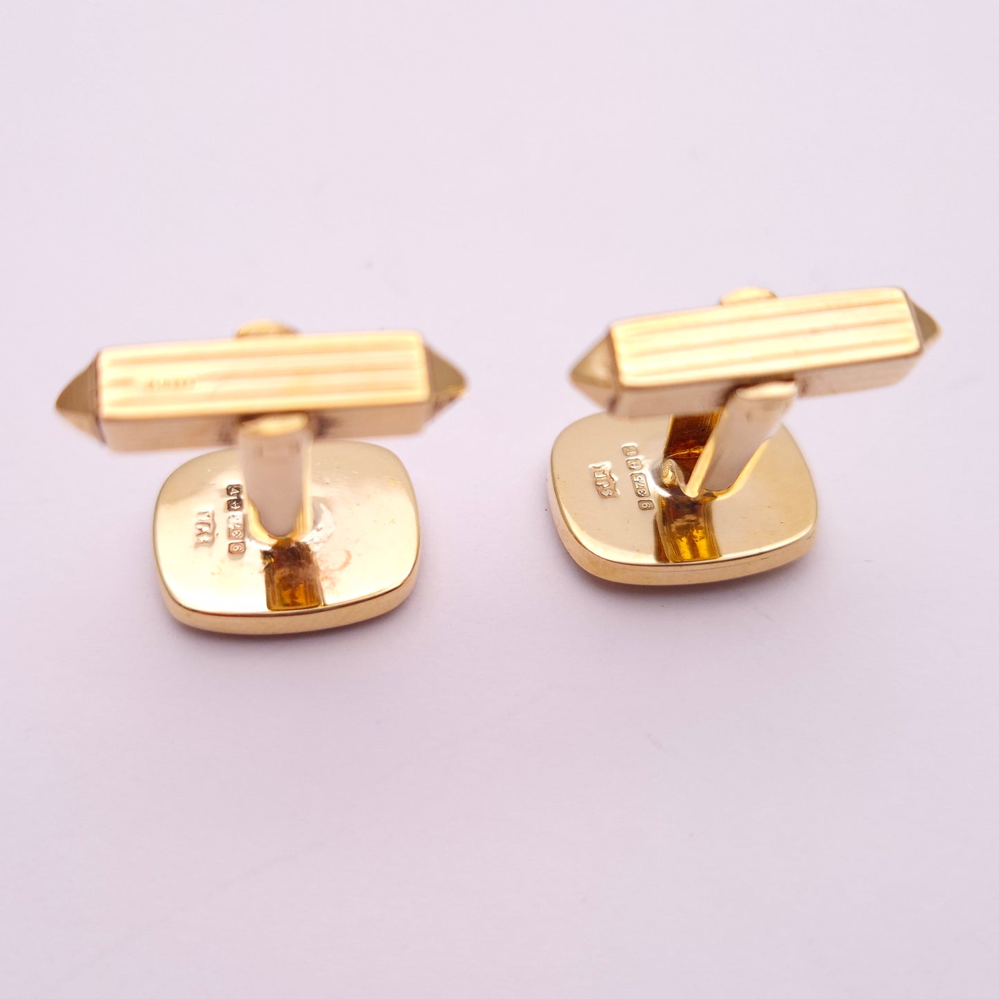9ct Yellow Gold Bloodstone Set Cufflinks
