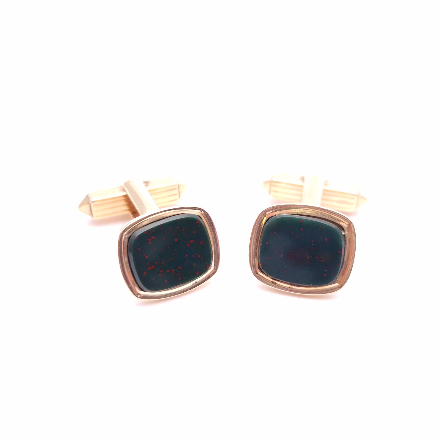 9ct Yellow Gold Bloodstone Set Cufflinks