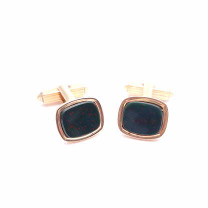 9ct Yellow Gold Bloodstone Set Cufflinks