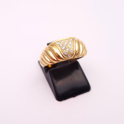18ct yellow gold wide diamond set band ring