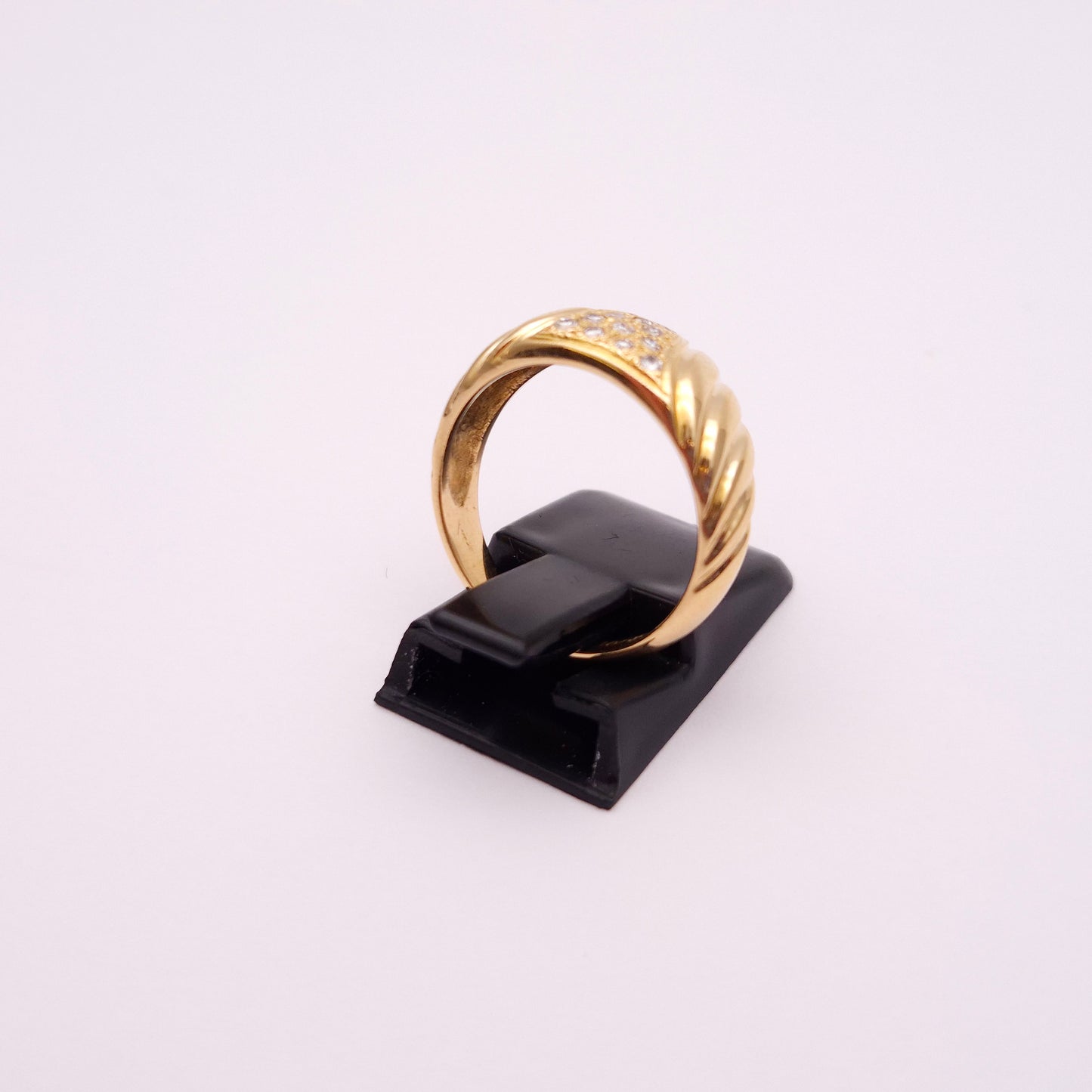 18ct yellow gold wide diamond set band ring
