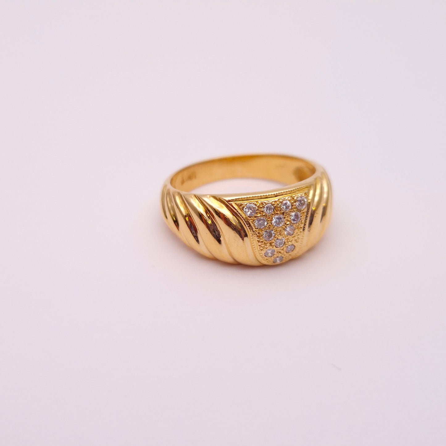 18ct yellow gold wide diamond set band ring