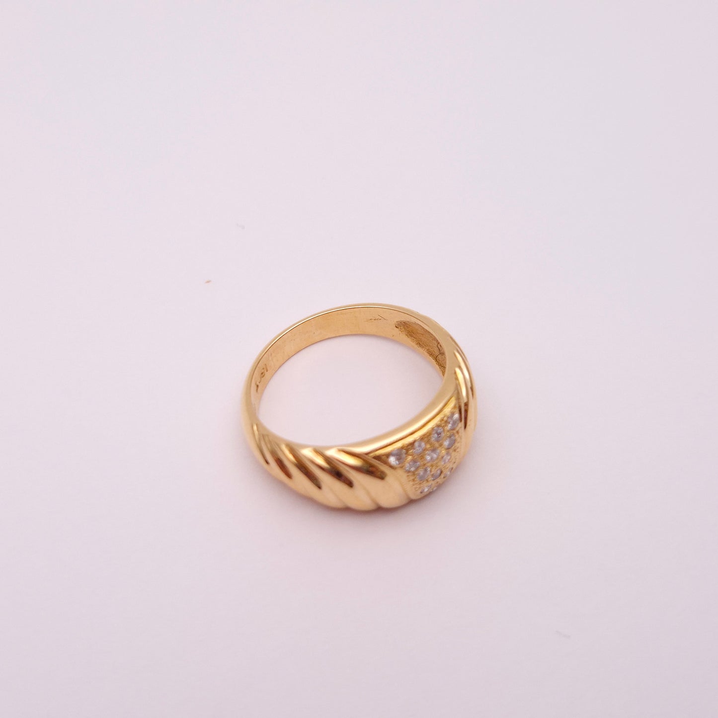 18ct yellow gold wide diamond set band ring