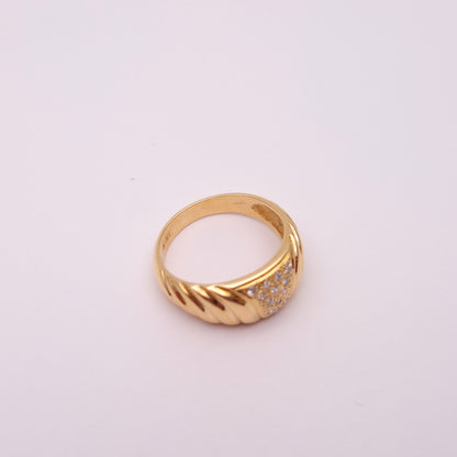 18ct yellow gold wide diamond set band ring